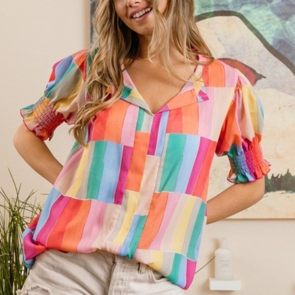 Bibi Multicolor Striped Blouse - image 1